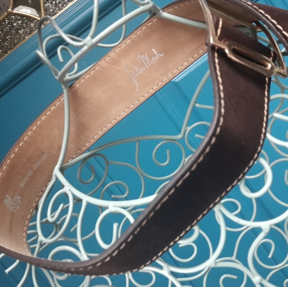 Real Leather Belt Genuine Cowhide Suede Gold Buckle Adjustable Length Strap - Picture 7 of 16